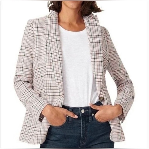 J. Crew Parke Plaid Nello Gori Wool Blazer Italian Neutral Houndstooth Size 00 - Picture 5 of 12